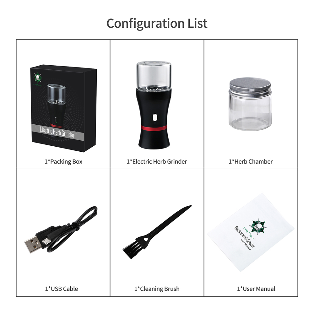 LTQ Vapor Electric Herb Grinder configuration List